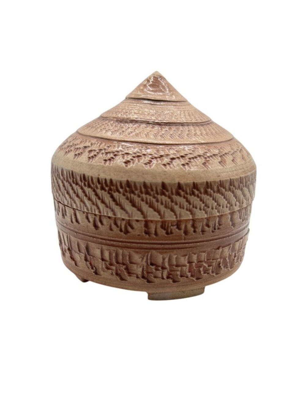 Ken Patterson Handcrafted Brown Textured Ceramic Box With Lid For Trinkets